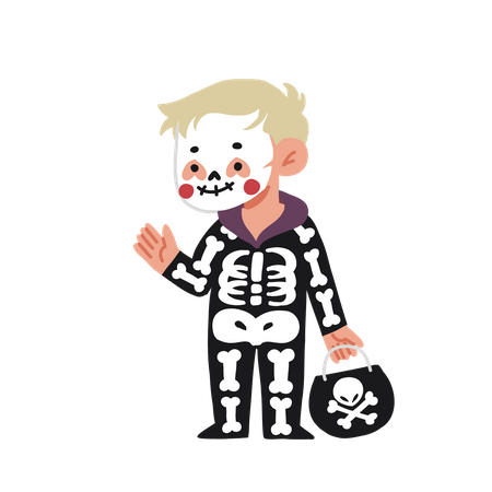 Halloween Kid Skeleton Costume  Illustration