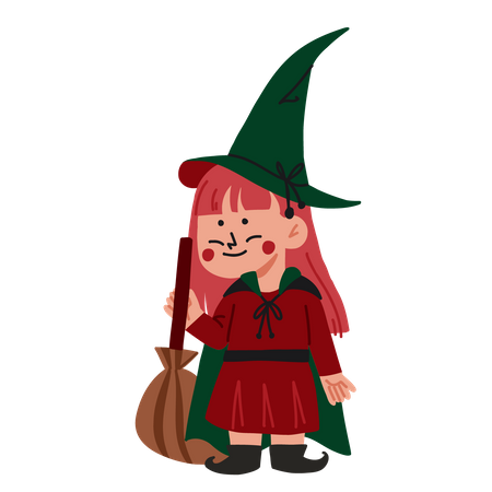 Halloween Kid Witch Costume  일러스트레이션