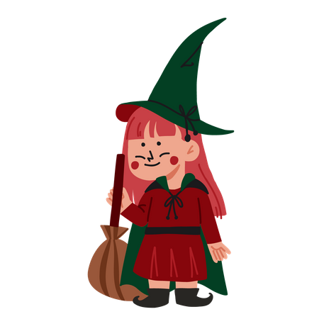 Halloween Kid Witch Costume  Illustration