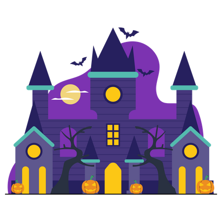 Maison hantée d'Halloween  Illustration