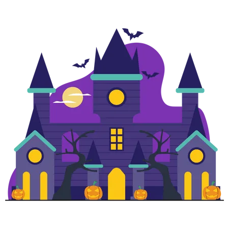 Maison hantée d'Halloween  Illustration