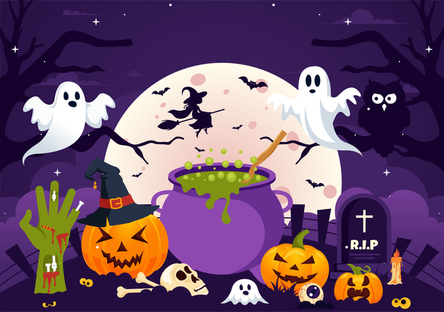 Halloweennacht  Illustration