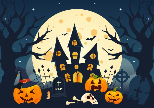 Halloweennacht  Illustration