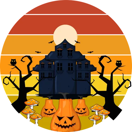 Halloween-Nachthaus  Illustration