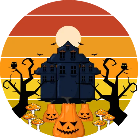 Halloween Night House  Illustration