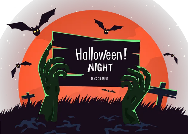Halloween Night party banner Illustration