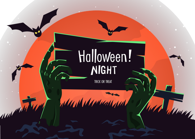 Halloween Night party banner  Illustration