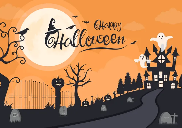 Halloween Night Party  Illustration