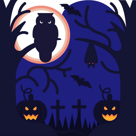 Halloween Owl Illustration
