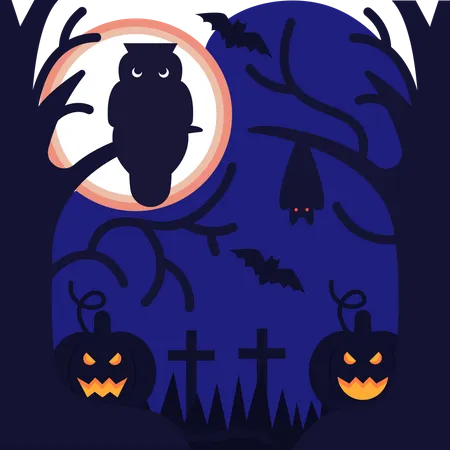 Halloween Owl  Illustration