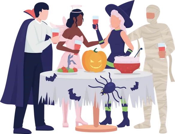 Gäste einer Halloween-Party  Illustration