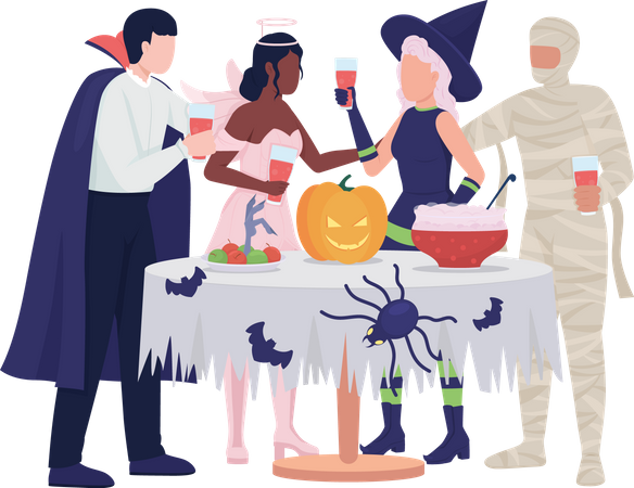 Halloween party guests Illustration