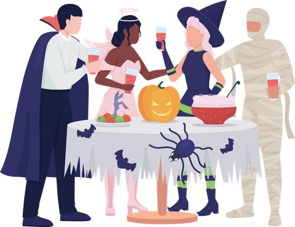 Halloween party guests  Illustration