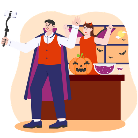 Halloween Party Vlog Video Content Creator  Illustration