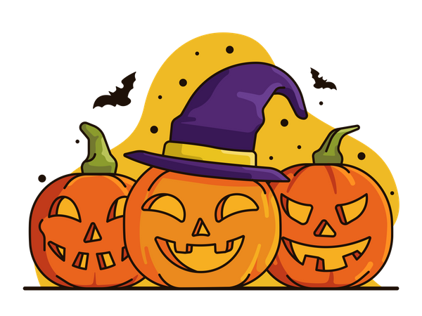 Halloween party with pumpkin decoration  Illustration