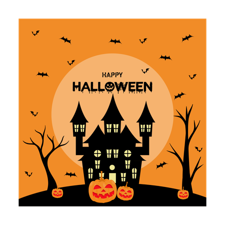 Halloween party with pumpkins  Illustration