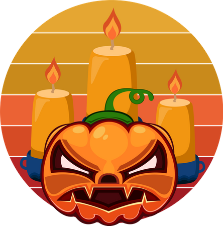 Halloween Pumpkin And Candle Illustration
