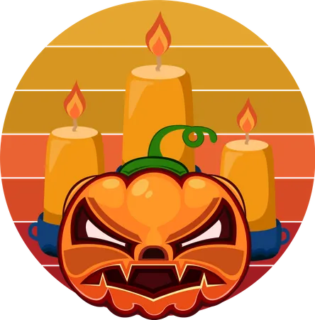 Halloween Pumpkin And Candle Illustration