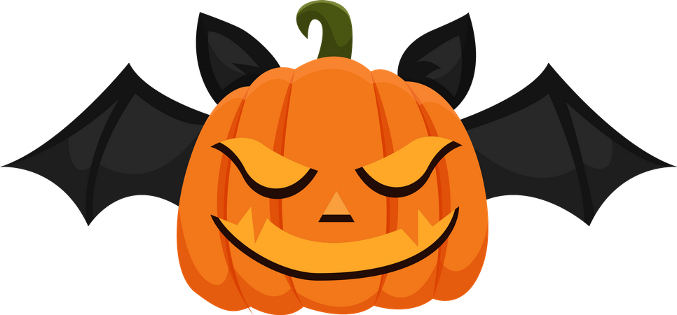 Halloween Pumpkin with Bat  Illustration