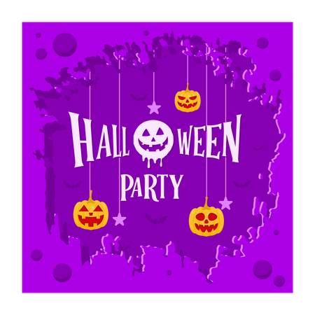 Halloween pumpkin with cute ghost with purple background  Illustration