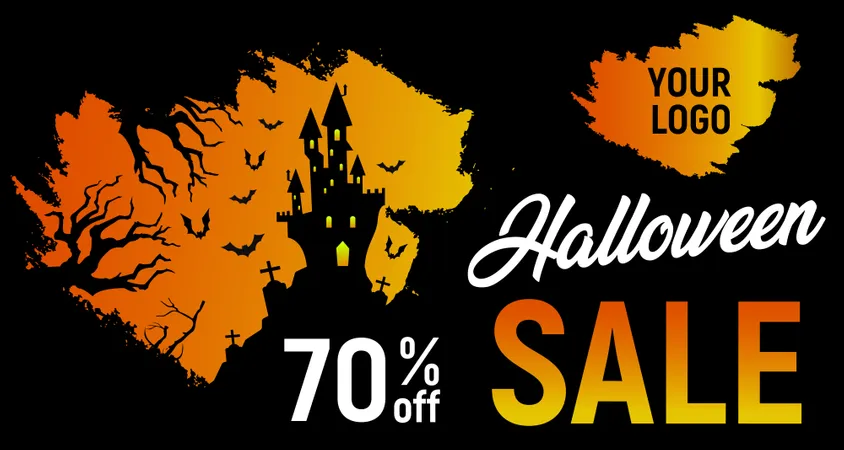 Halloween Sale, Halloween Discount Background  Illustration