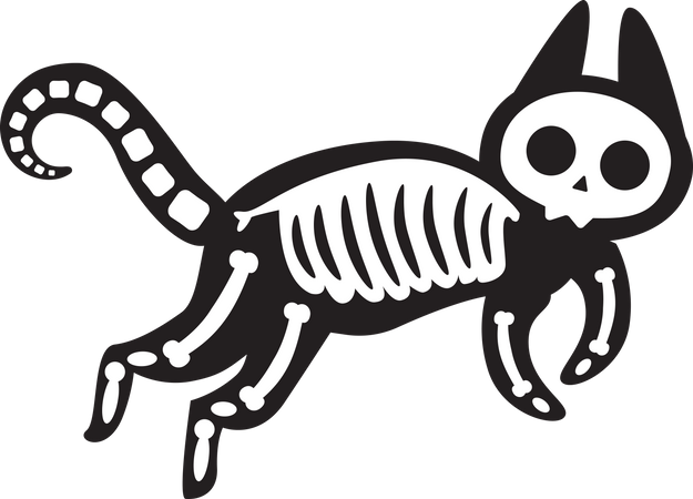 Halloween Scary Cat Skeleton Illustration