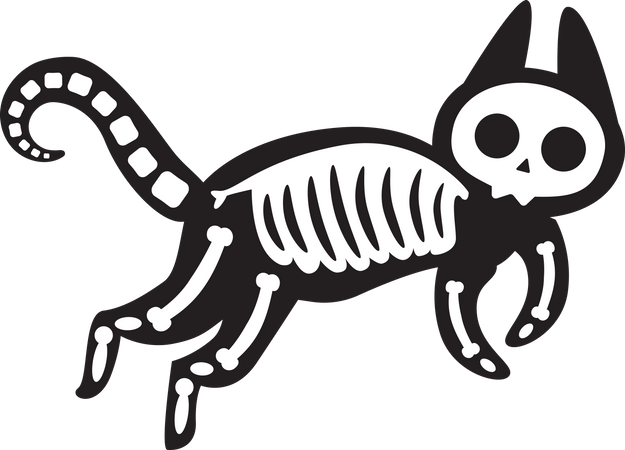 Halloween Scary Cat Skeleton  Illustration