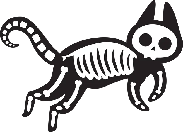 Halloween Scary Cat Skeleton  Illustration