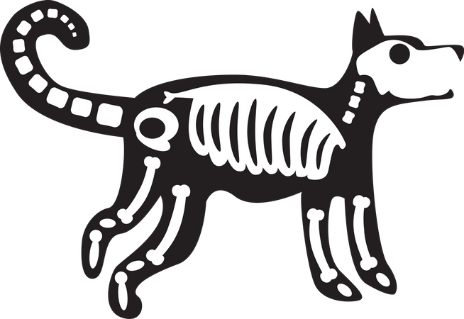 Halloween Scary Dog Skeleton  Illustration