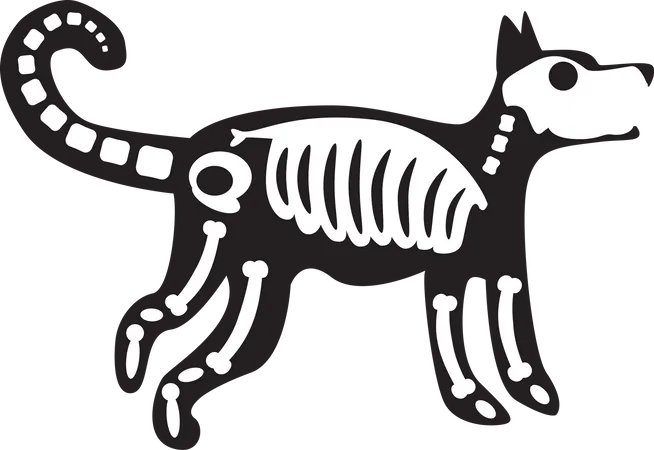 Halloween Scary Dog Skeleton  Illustration