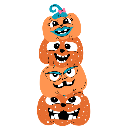 Halloween scary pumpkins  Illustration