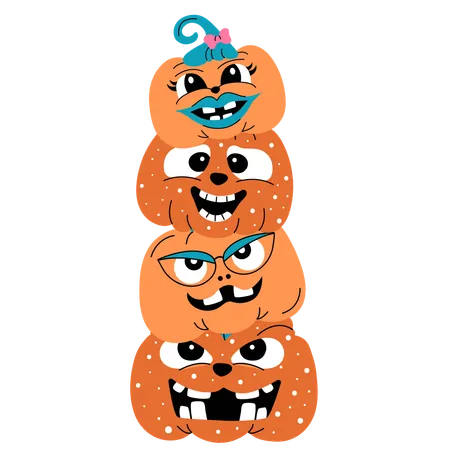 Halloween scary pumpkins  Illustration