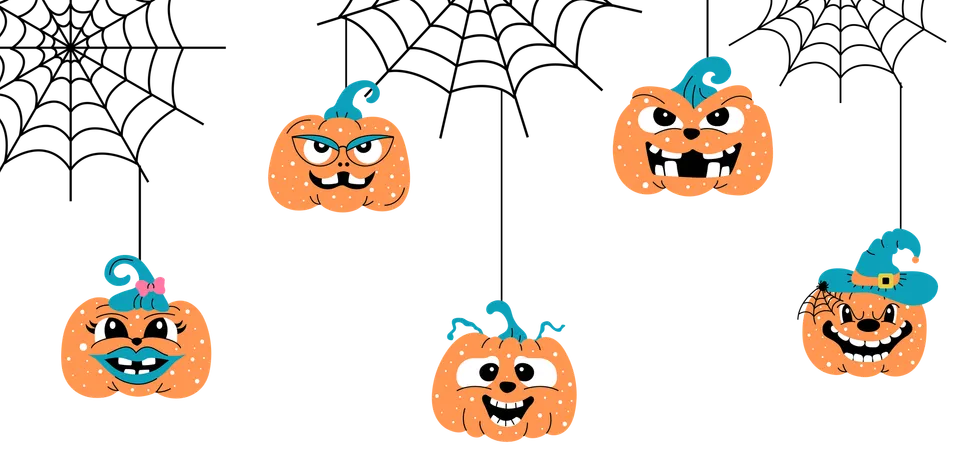 Halloween scary pumpkins  Illustration