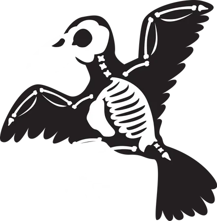 Halloween Scary Raven Skeleton Illustration
