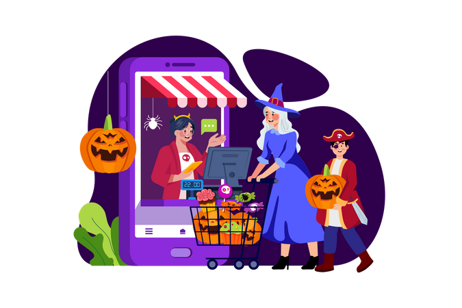 Halloween Shopping Illustration