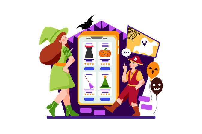 Halloween-Shopping  Illustration