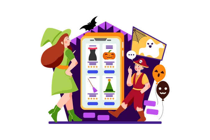 Halloween-Shopping  Illustration