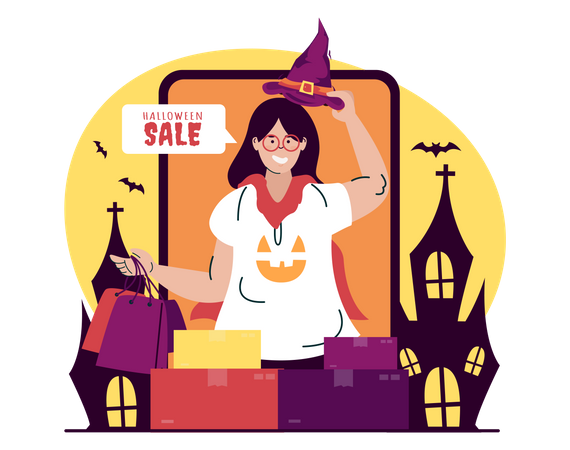 Halloween shopping sale  Illustration