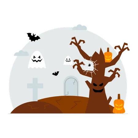 Halloween spooky tree  Illustration
