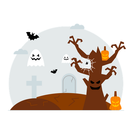 Halloween spooky tree  Illustration