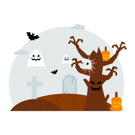 Halloween spooky tree  Illustration