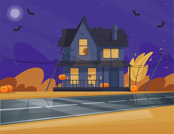 Halloween themed house Illustration