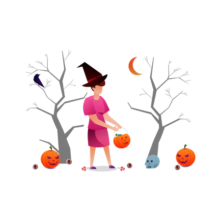 Halloween Flat Illustration In This Design You Can See How Technology Connect To Each Other Each File Comes With A Project In Which You Can Easily Change Colors And More Illustration