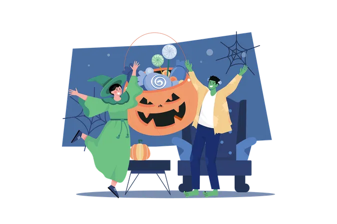 Halloween Trick Or Treat  Illustration