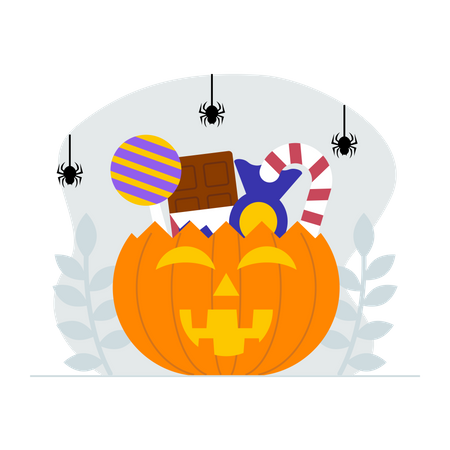 Halloween trick or treat basket Illustration