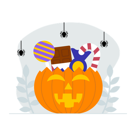 Halloween trick or treat basket  Illustration