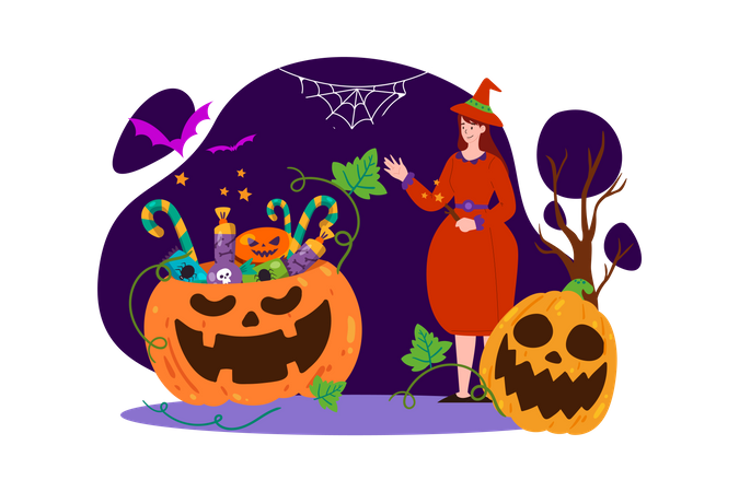 Halloween trick or treat  Illustration