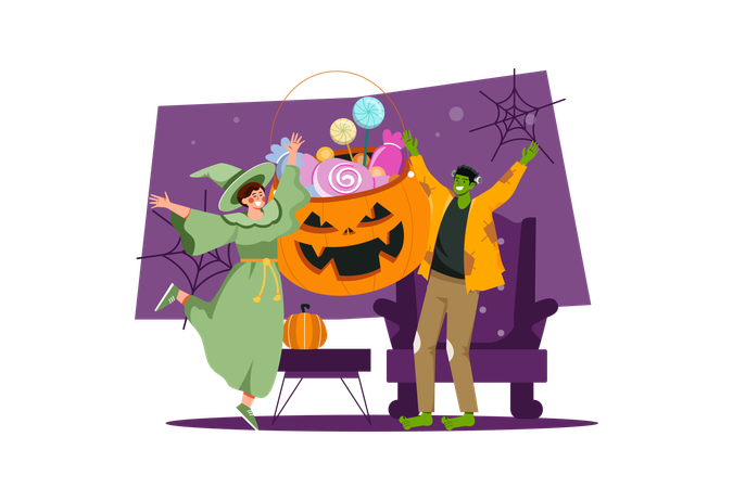 Halloween Trick Or Treat  Illustration