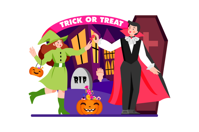 Halloween Trick Or Treat  Illustration