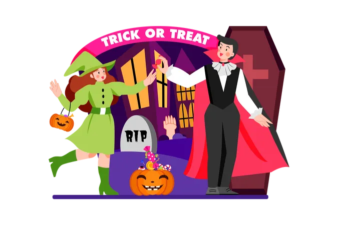 Halloween Trick Or Treat  Illustration